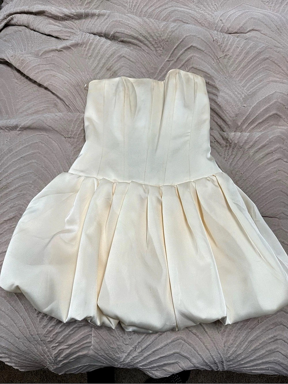 Oh Polly Fabiola Lace-Up Bubble Hem Corset Mini Dress Satin Bubble Hem Mini